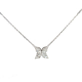 14k White Gold .50ct G VS2 Round Diamond Flower Pendant with Diamond By the Yard Necklace